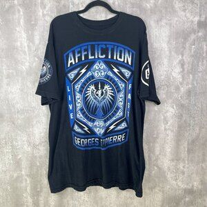 Affliction Shirt Mens Size‎ 2XL Black Georges St Pierre Short Sleeve UFC MMA